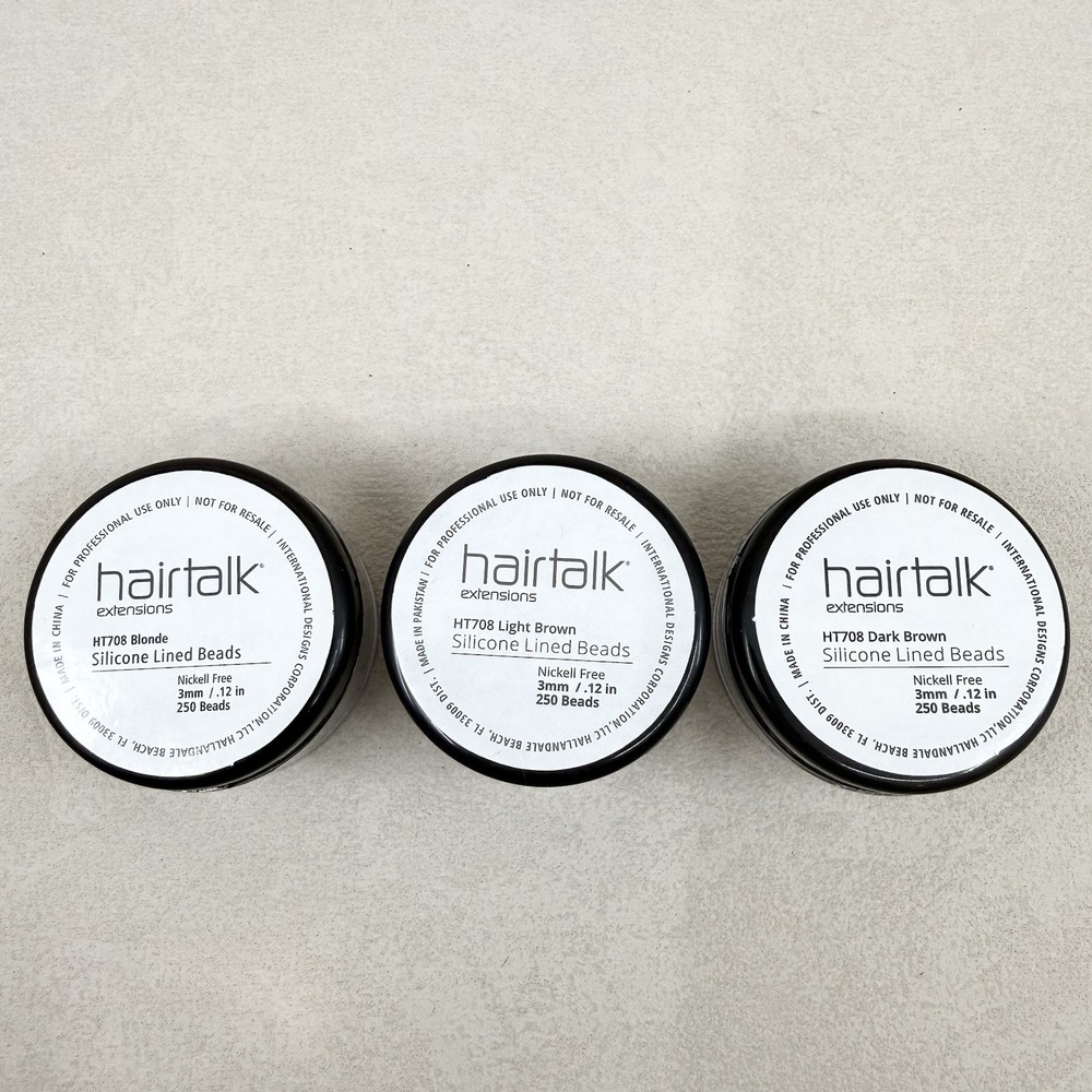 Hairtalk Hair Extensions Silicone Beads 3mm Blonde Light Dark Brown Set NEW